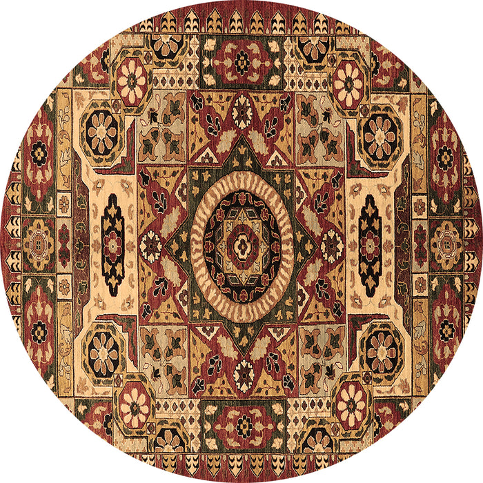 Round Machine Washable Oriental Brown Industrial Rug, wshurb1135brn