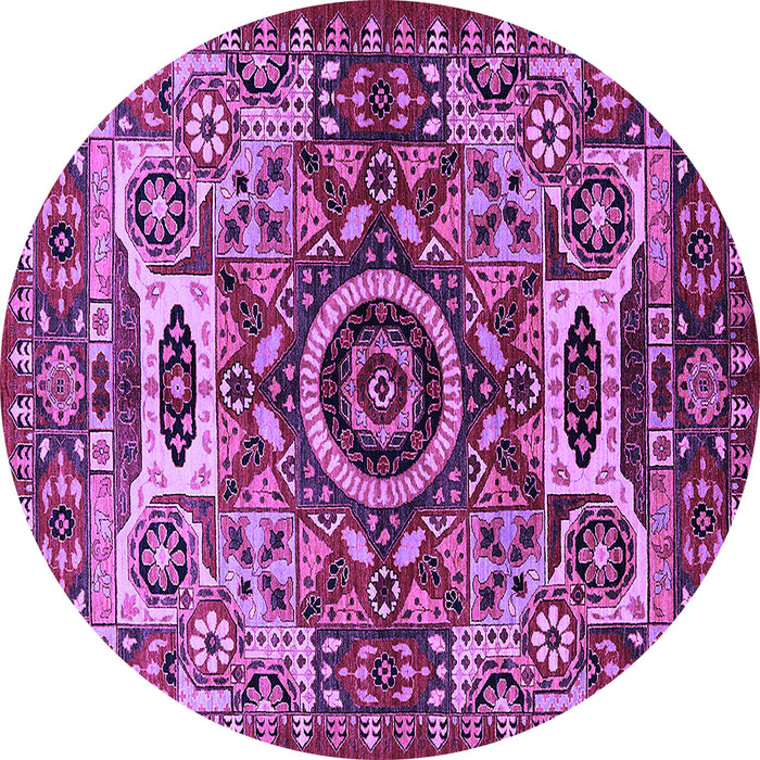 Round Machine Washable Oriental Purple Industrial Area Rugs, wshurb1135pur