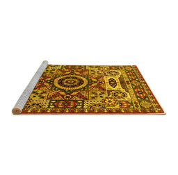 Sideview of Machine Washable Oriental Yellow Industrial Rug, wshurb1135yw