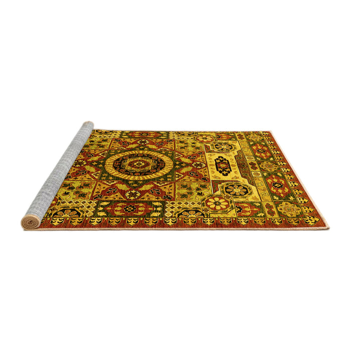 Sideview of Machine Washable Oriental Yellow Industrial Rug, wshurb1135yw