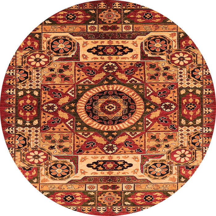 Round Oriental Orange Industrial Rug, urb1135org