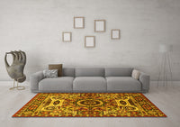 Machine Washable Oriental Yellow Industrial Rug, wshurb1135yw