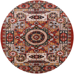 Round Mid-Century Modern Light Copper Gold Oriental Rug, urb1135
