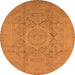 Round Machine Washable Oriental Orange Industrial Area Rugs, wshurb1136org