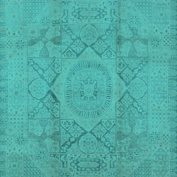 Machine Washable Oriental Turquoise Industrial Area Rugs, wshurb1136turq