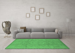 Machine Washable Oriental Emerald Green Industrial Area Rugs in a Living Room,, wshurb1136emgrn