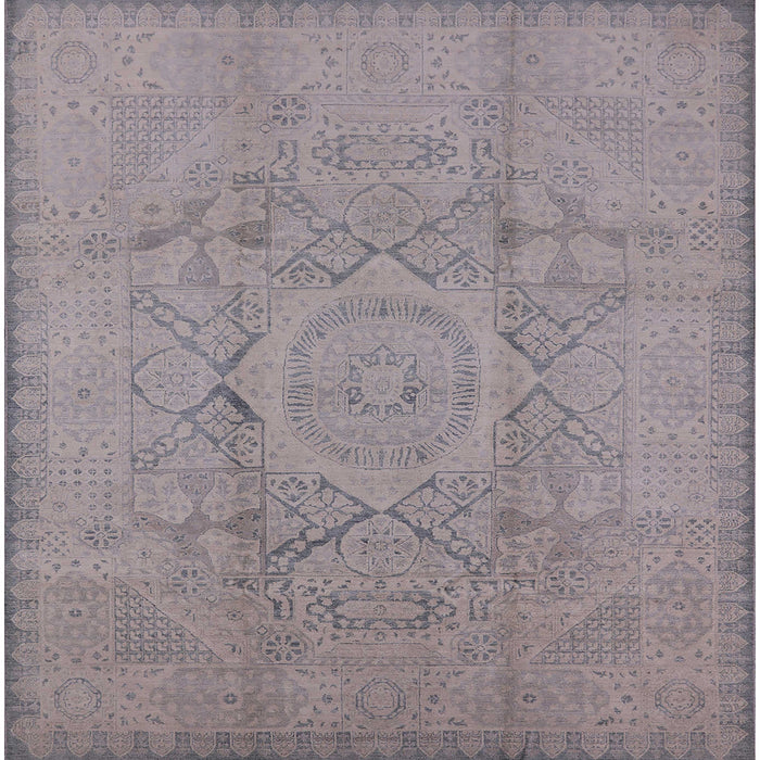 Square Mid-Century Modern Rosy Brown Pink Oriental Rug, urb1136