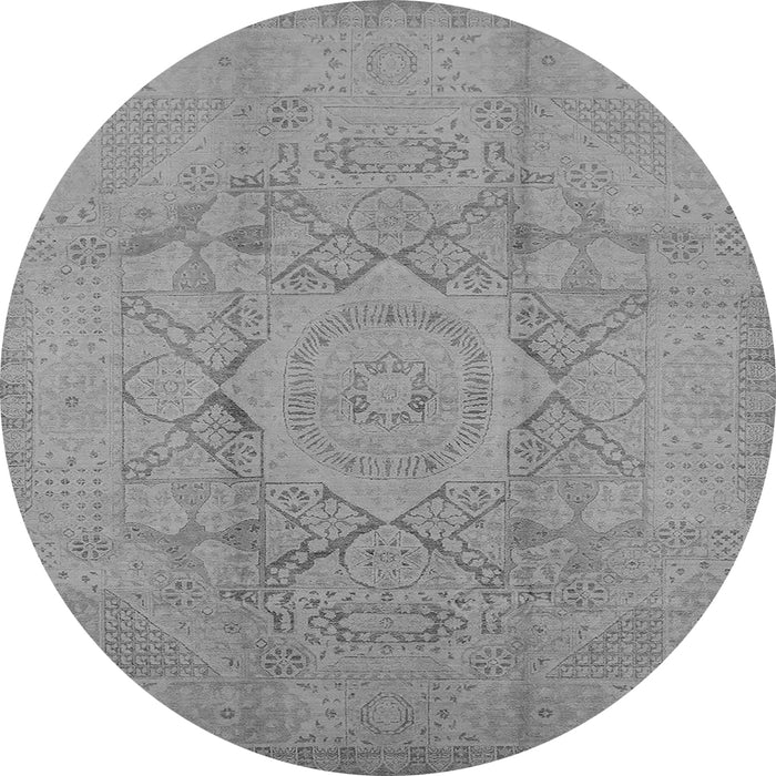 Round Oriental Gray Industrial Rug, urb1136gry