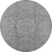 Round Oriental Gray Industrial Rug, urb1136gry