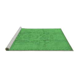 Sideview of Machine Washable Oriental Emerald Green Industrial Area Rugs, wshurb1136emgrn