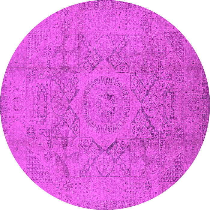 Round Oriental Pink Industrial Rug, urb1136pnk