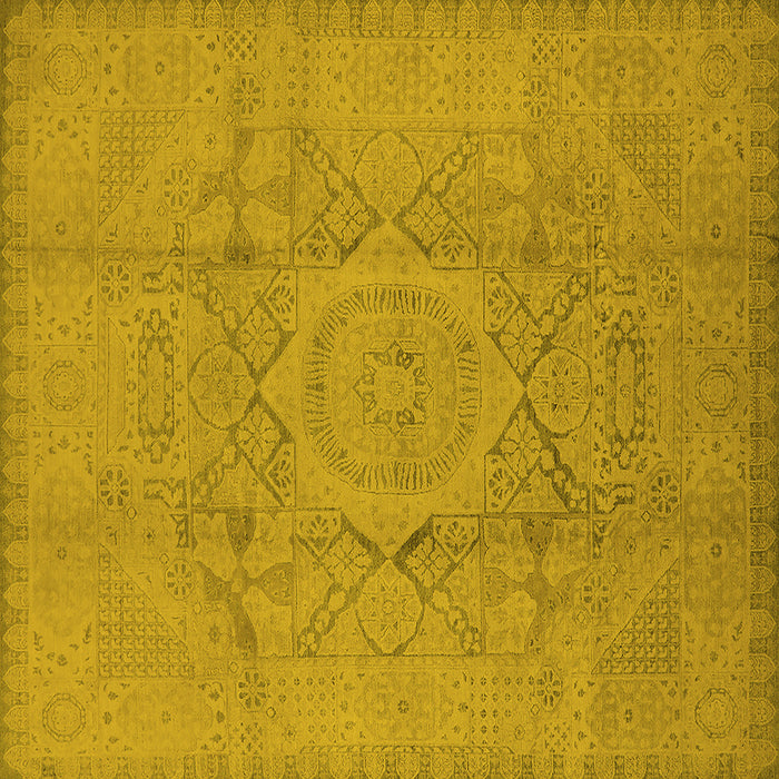 Square Machine Washable Oriental Yellow Industrial Rug, wshurb1136yw