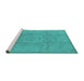 Sideview of Machine Washable Oriental Turquoise Industrial Area Rugs, wshurb1136turq