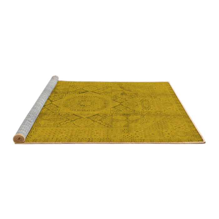 Sideview of Machine Washable Oriental Yellow Industrial Rug, wshurb1136yw