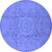 Round Oriental Blue Industrial Rug, urb1136blu