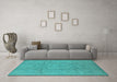 Machine Washable Oriental Turquoise Industrial Area Rugs in a Living Room,, wshurb1136turq