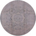 Round Machine Washable Industrial Modern Rosy Brown Pink Rug, wshurb1136