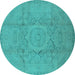 Round Oriental Turquoise Industrial Rug, urb1136turq