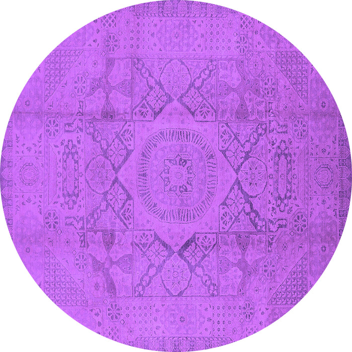Round Machine Washable Oriental Purple Industrial Area Rugs, wshurb1136pur