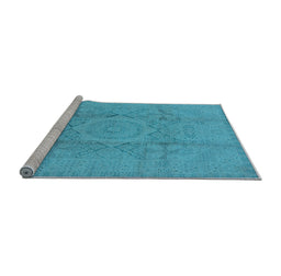 Sideview of Machine Washable Oriental Light Blue Industrial Rug, wshurb1136lblu