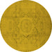 Round Oriental Yellow Industrial Rug, urb1136yw