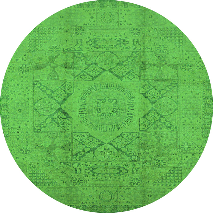Round Oriental Green Industrial Rug, urb1136grn