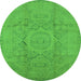 Round Oriental Green Industrial Rug, urb1136grn