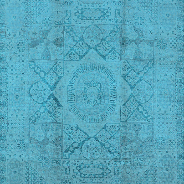 Machine Washable Oriental Light Blue Industrial Rug, wshurb1136lblu