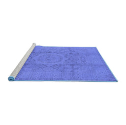Sideview of Machine Washable Oriental Blue Industrial Rug, wshurb1136blu