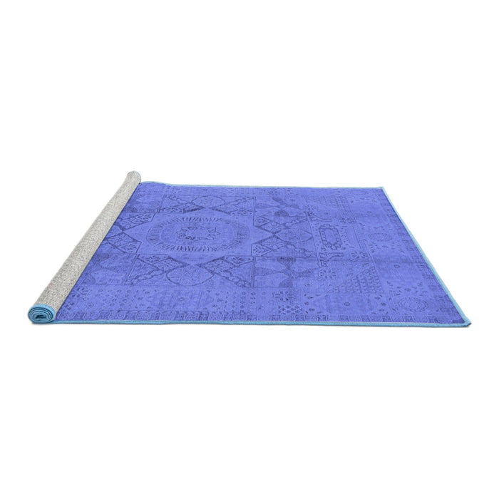 Sideview of Machine Washable Oriental Blue Industrial Rug, wshurb1136blu