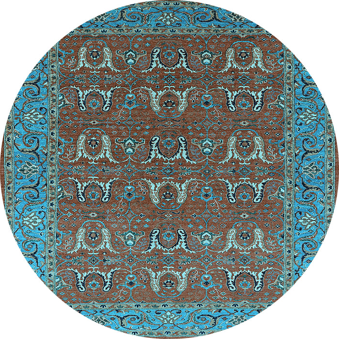 Round Oriental Light Blue Industrial Rug, urb1137lblu