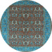 Round Oriental Light Blue Industrial Rug, urb1137lblu