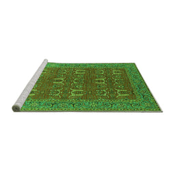 Sideview of Machine Washable Oriental Green Industrial Area Rugs, wshurb1137grn