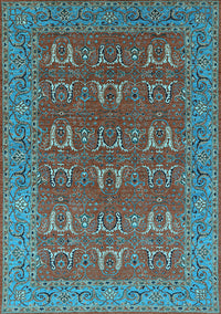 Oriental Light Blue Industrial Rug, urb1137lblu