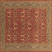 Square Oriental Brown Industrial Rug, urb1137brn