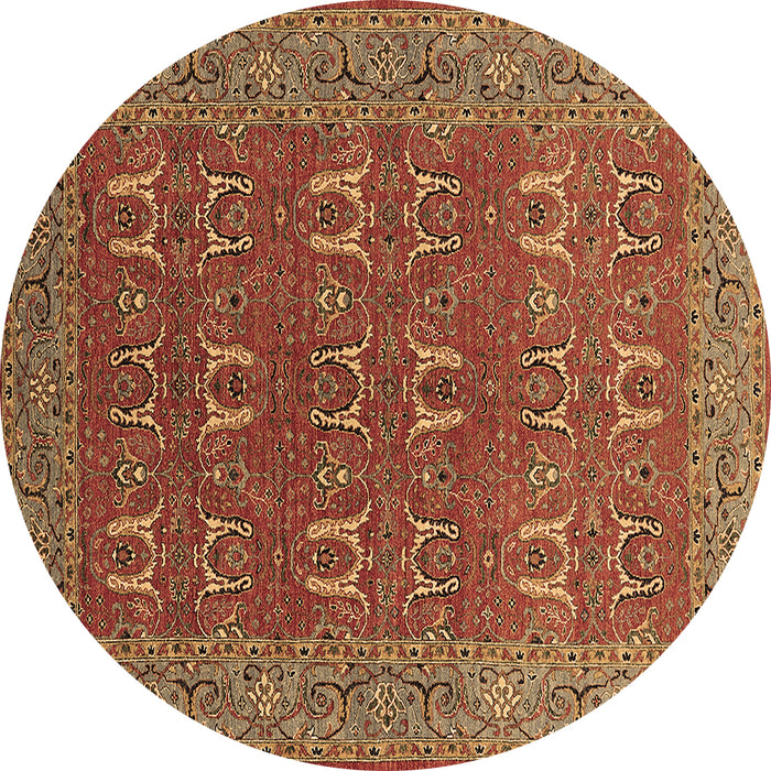 Round Oriental Brown Industrial Rug, urb1137brn