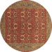 Round Oriental Brown Industrial Rug, urb1137brn