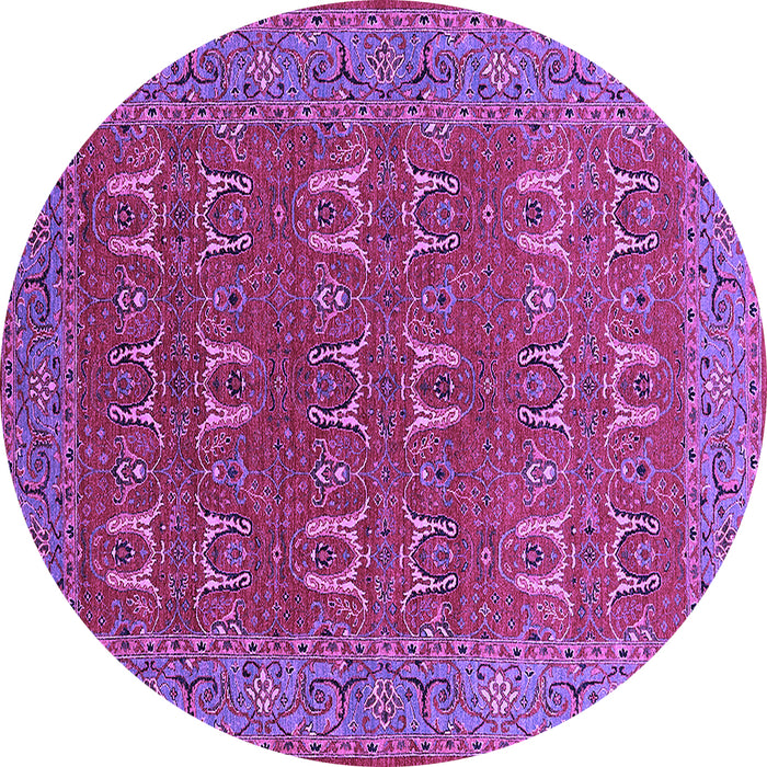 Round Machine Washable Oriental Purple Industrial Area Rugs, wshurb1137pur