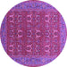 Round Machine Washable Oriental Purple Industrial Area Rugs, wshurb1137pur