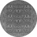 Round Machine Washable Oriental Gray Industrial Rug, wshurb1137gry