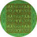 Round Oriental Green Industrial Rug, urb1137grn