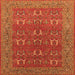 Square Machine Washable Oriental Orange Industrial Area Rugs, wshurb1137org