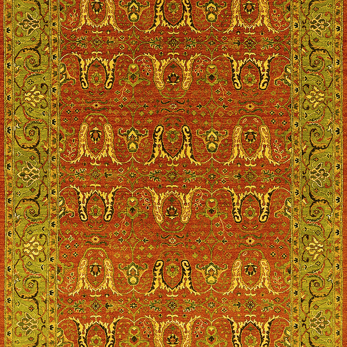 Machine Washable Oriental Yellow Industrial Rug, wshurb1137yw