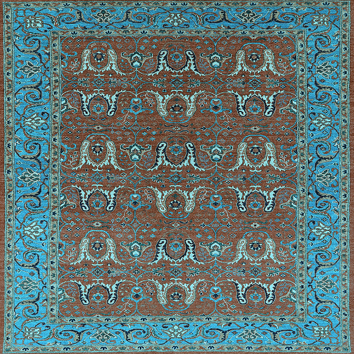 Square Oriental Light Blue Industrial Rug, urb1137lblu