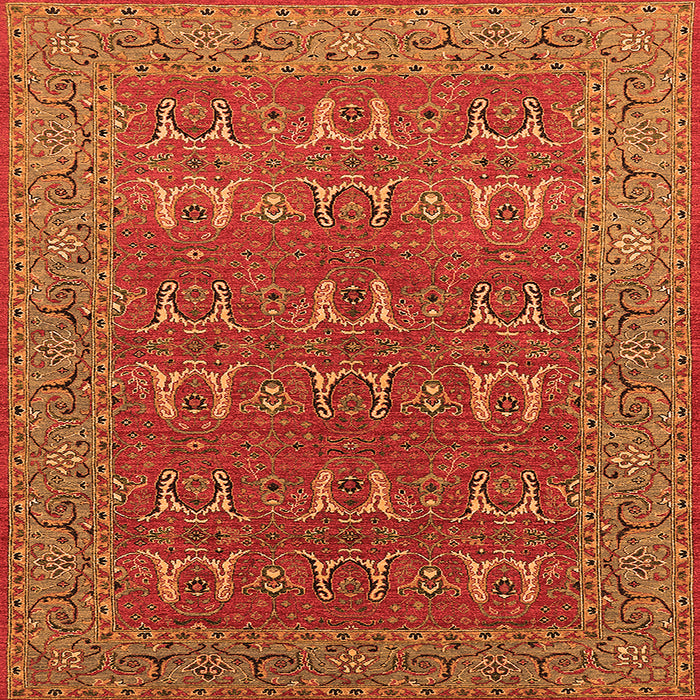 Square Oriental Orange Industrial Rug, urb1137org