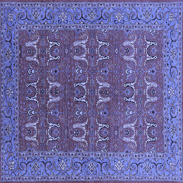 Square Machine Washable Oriental Blue Industrial Rug, wshurb1137blu