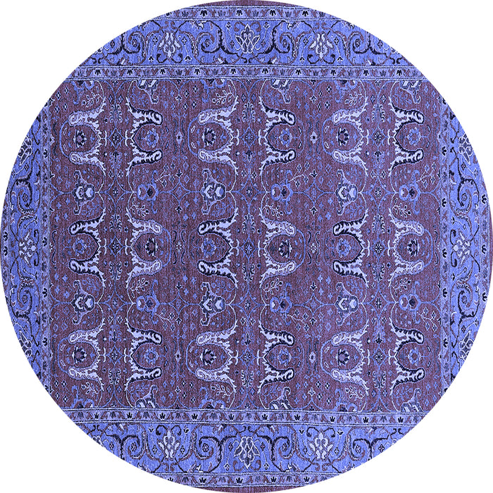 Round Oriental Blue Industrial Rug, urb1137blu