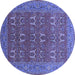 Round Oriental Blue Industrial Rug, urb1137blu