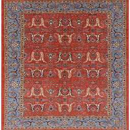 Square Mid-Century Modern Red Oriental Rug, urb1137