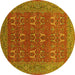 Round Oriental Yellow Industrial Rug, urb1137yw